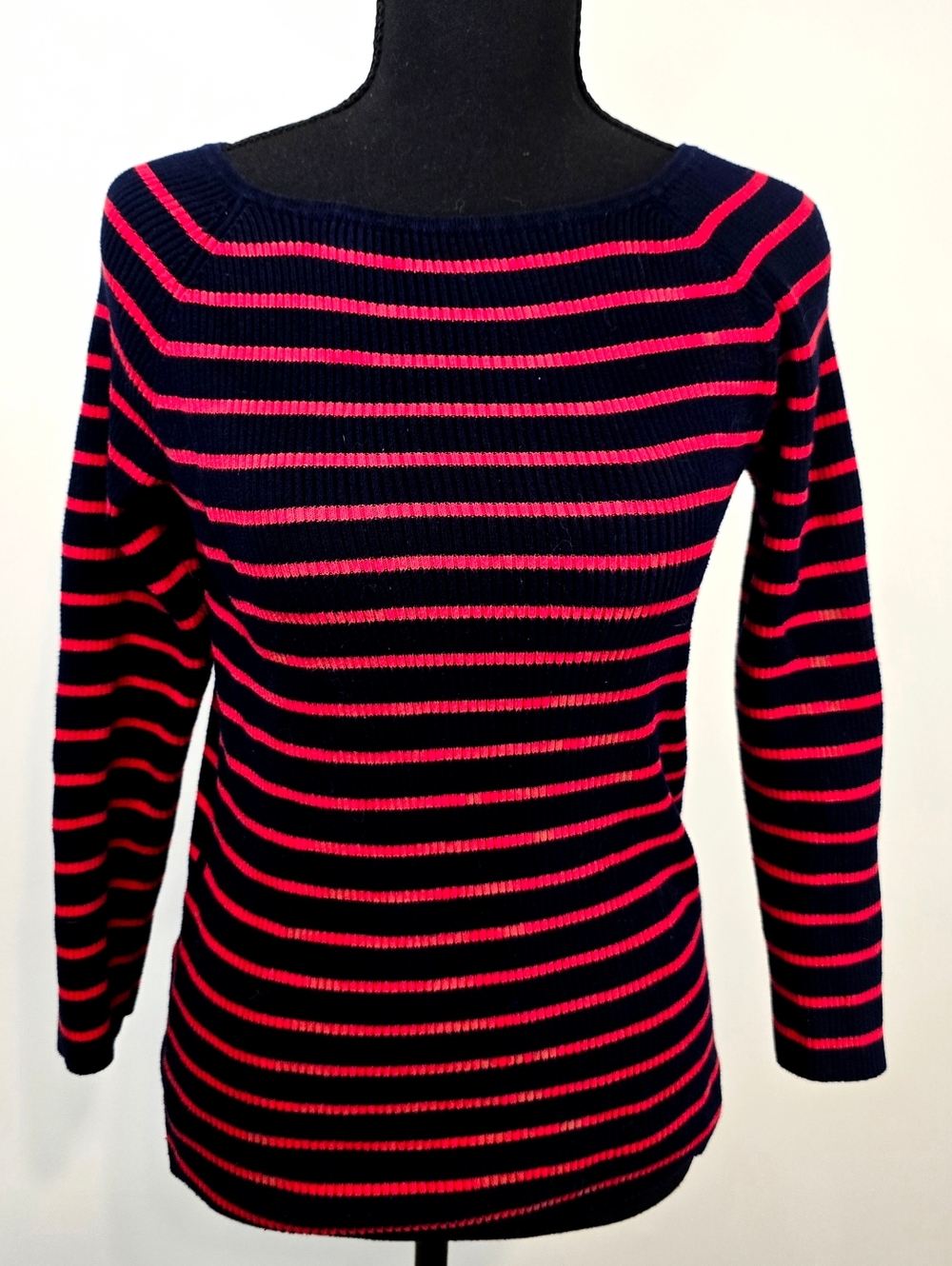 Ralph Lauren striped sweater preppy coastal classic chic fitted knit